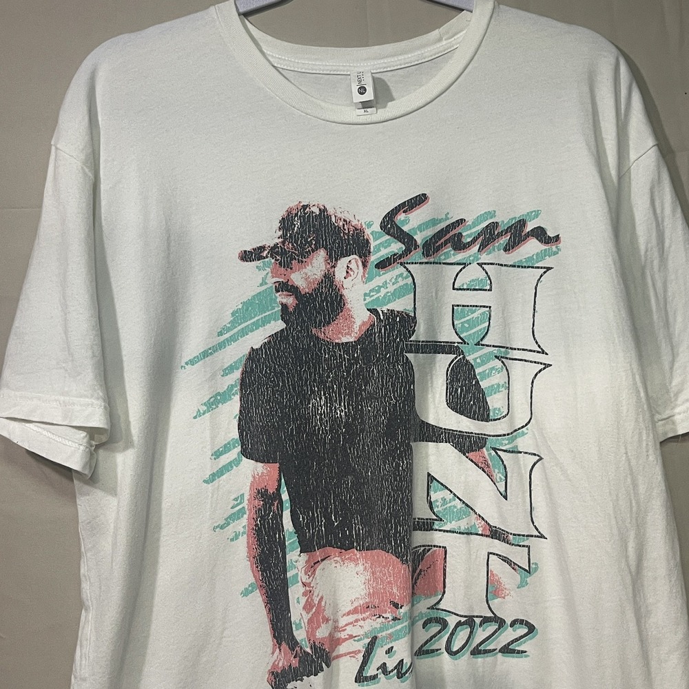 Vintage Sam Hunt 2022 Tour White Graphic T Shirt Men's Large Cotton 2000s Style